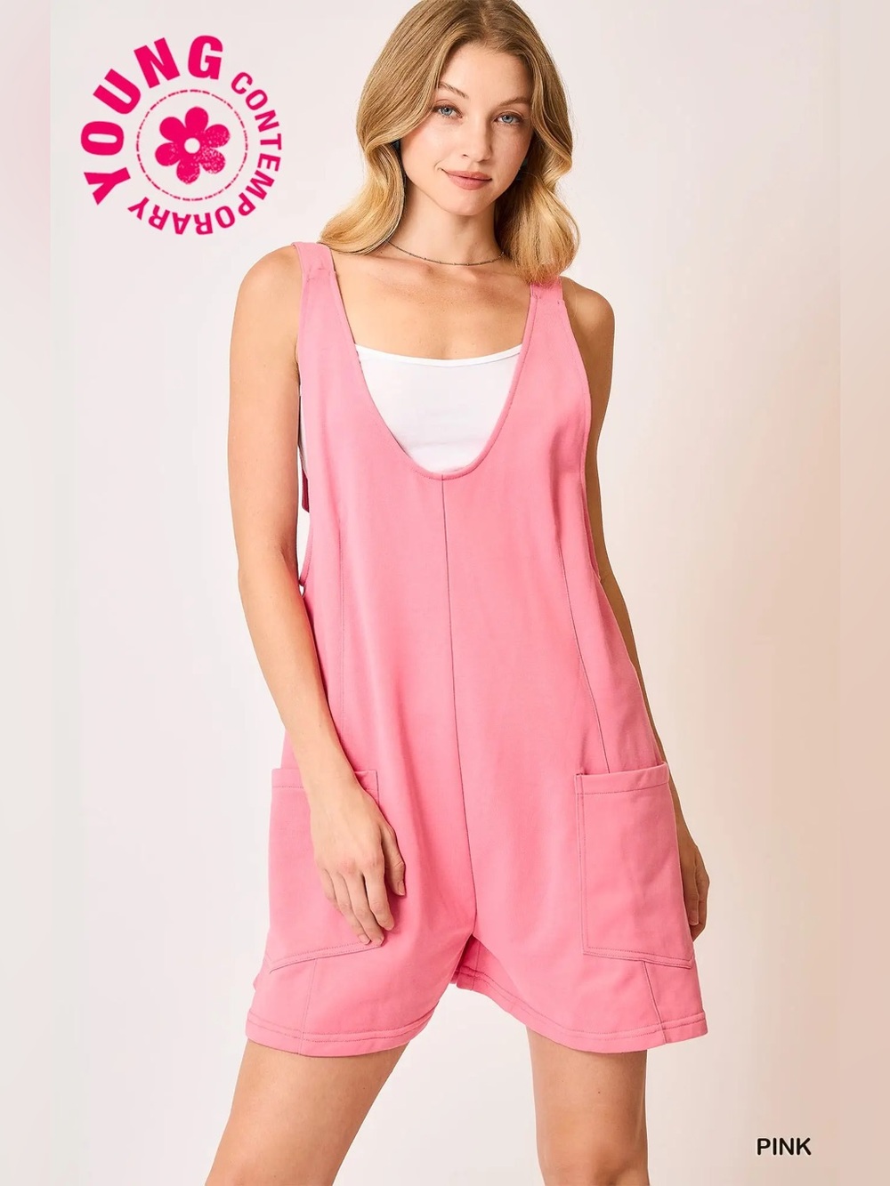 Umgee French Terry Sleeveless Romper